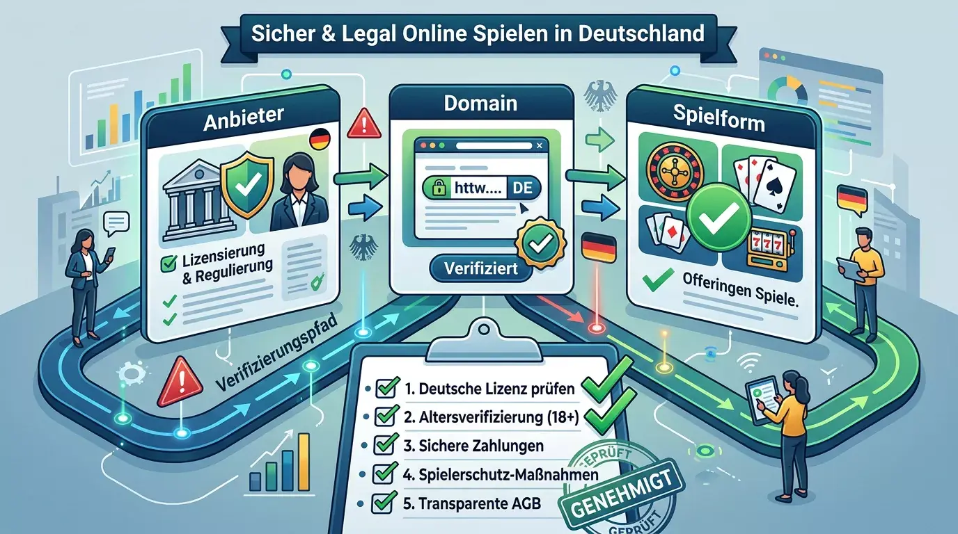 Amtliche Prüfung von Anbieter, Domain und Spielform